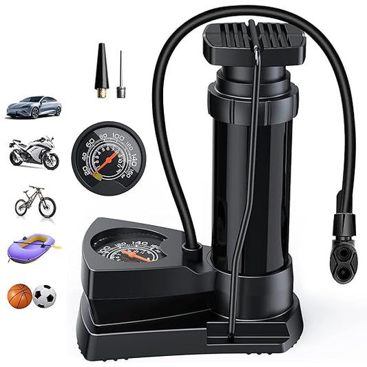 Foot-Operated Bike And Cycle Pump with Pressure Gauge🚴♂️