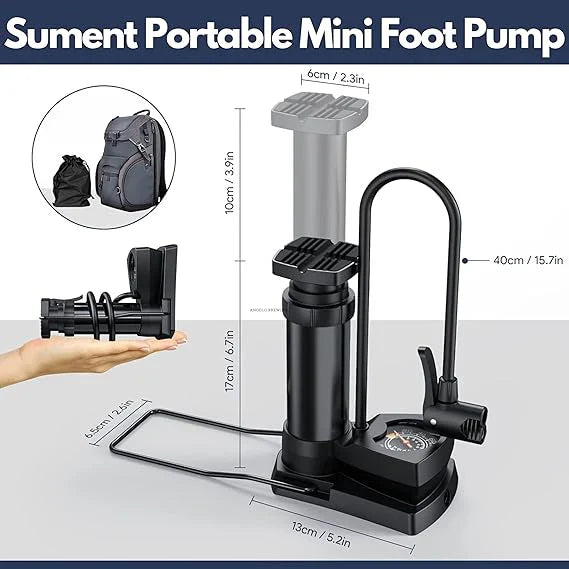 Foot-Operated Bike And Cycle Pump with Pressure Gauge🚴‍♂️