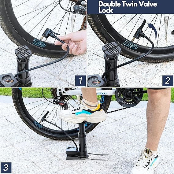 Foot-Operated Bike And Cycle Pump with Pressure Gauge🚴‍♂️
