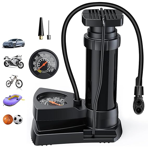 Foot-Operated Bike And Cycle Pump with Pressure Gauge🚴‍♂️